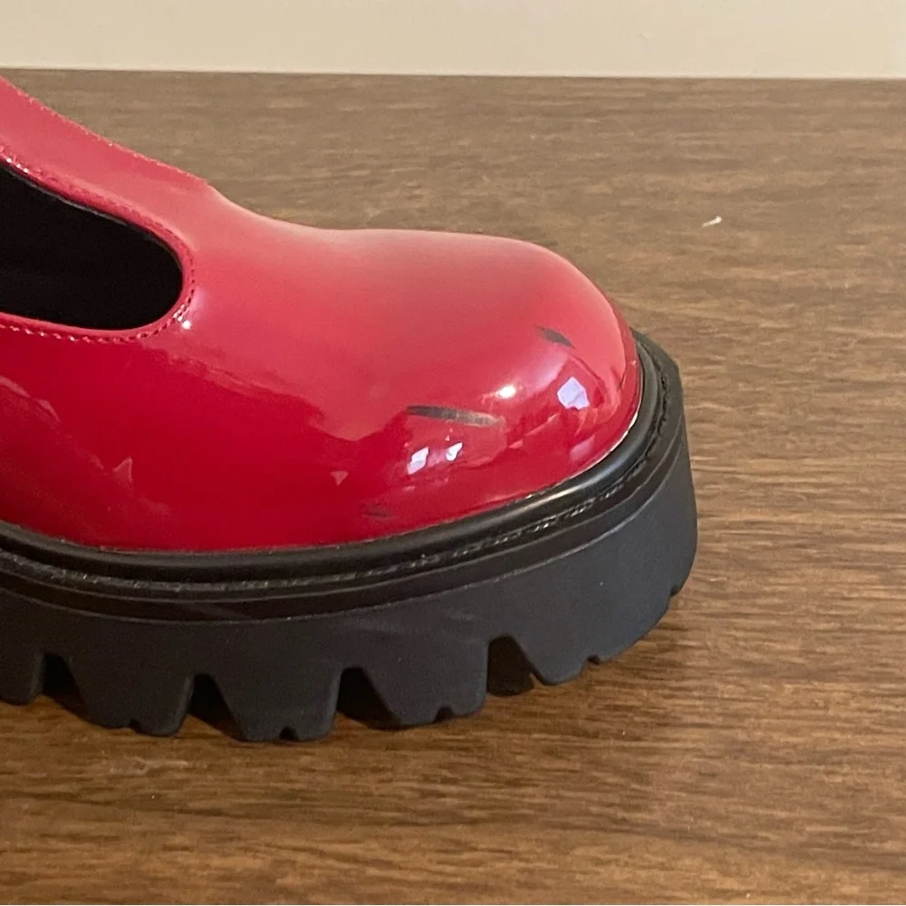 Dream Pairs Patent Look Reddish Mary Janes Lug Soles Sz 9